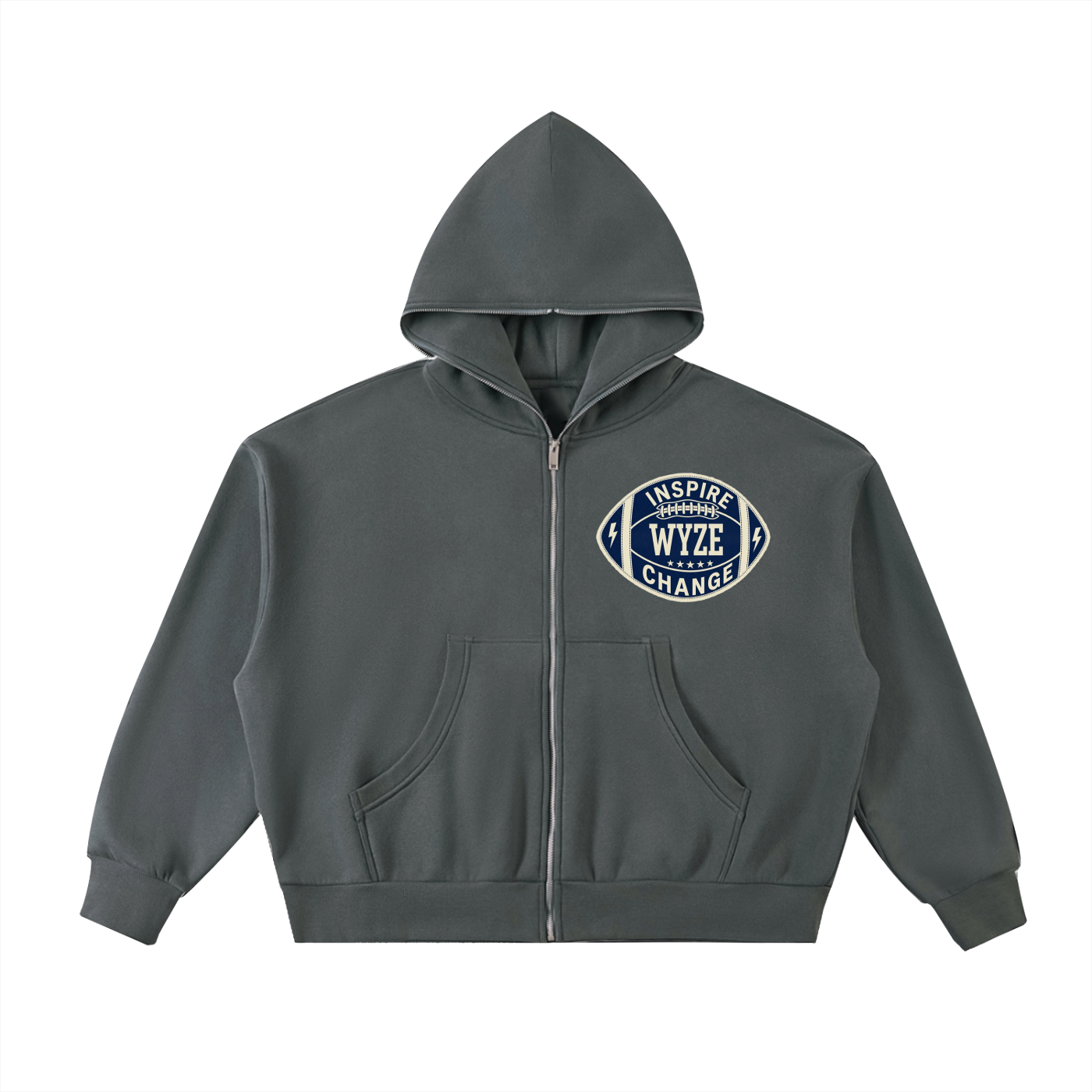 Fleeced Full-Zip Boxy Hoodie