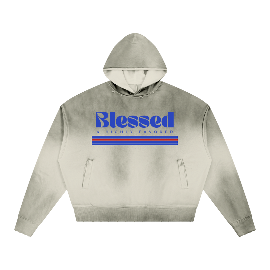 Unisex Sunfade Distressed Boxy Hoodie