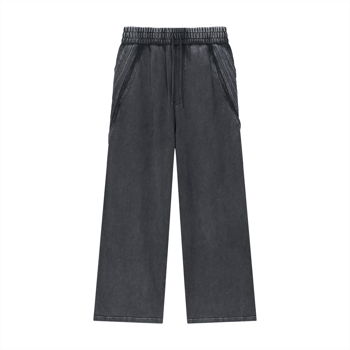 Snow Washed Tape Raw Edge Sweatpants in Black by DKRTL WYZE