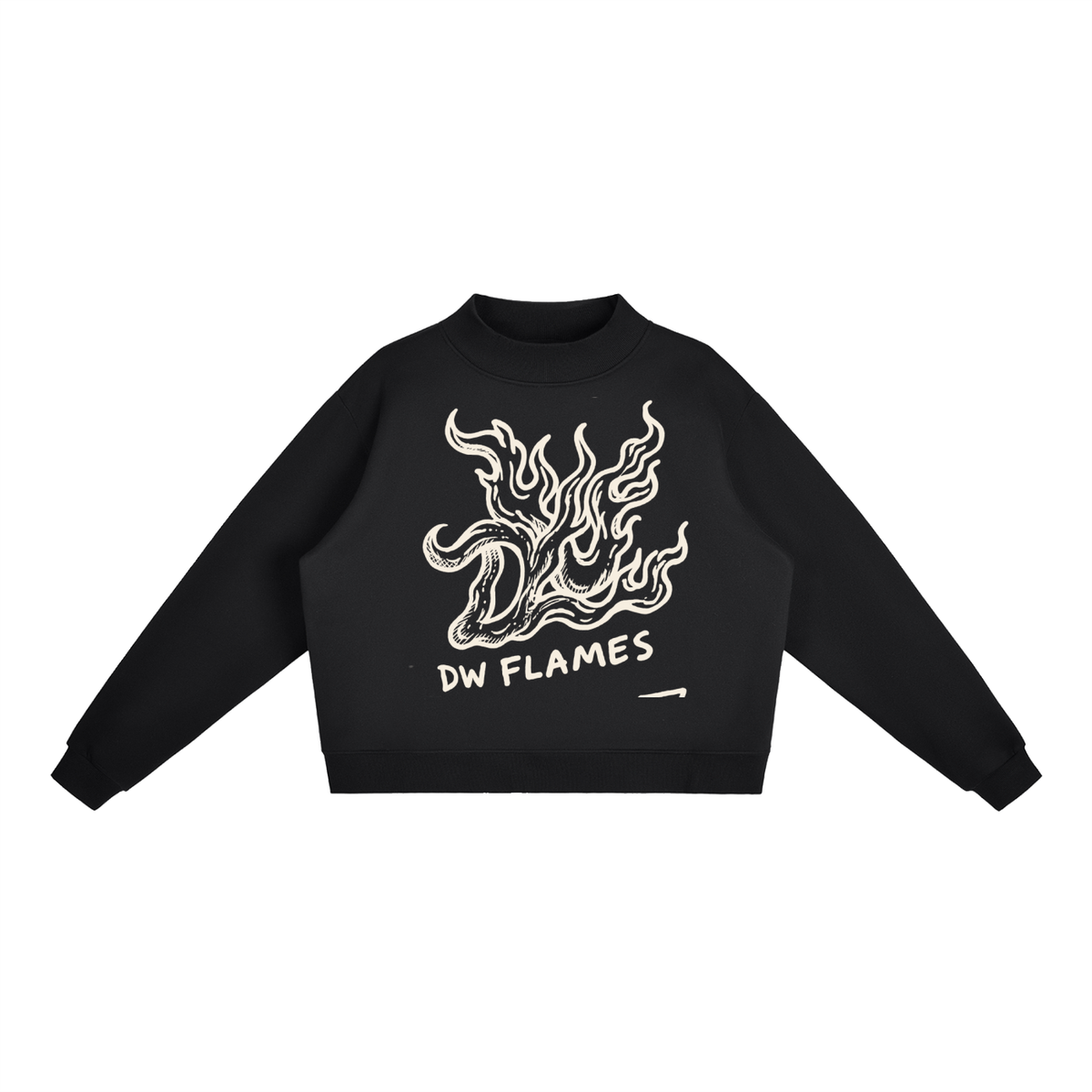 Essential Fleece Mock-Neck Crew Sweatshirt in Black by DKRTL WYZE