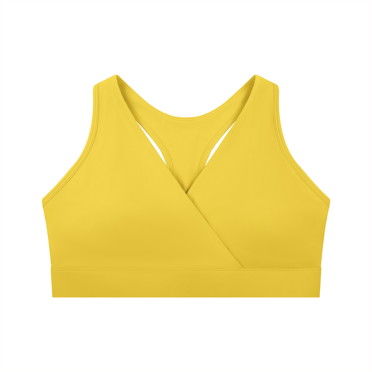 Women's Crossover V-Neck Sports Bra in Yellow by DKRTL WYZE