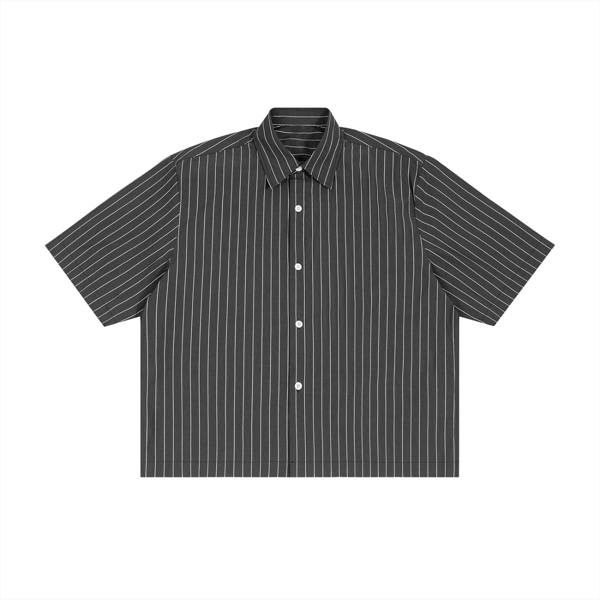 Unisex Striped Boxy Button-Up Shirt in Dark Gray by DKRTL WYZE
