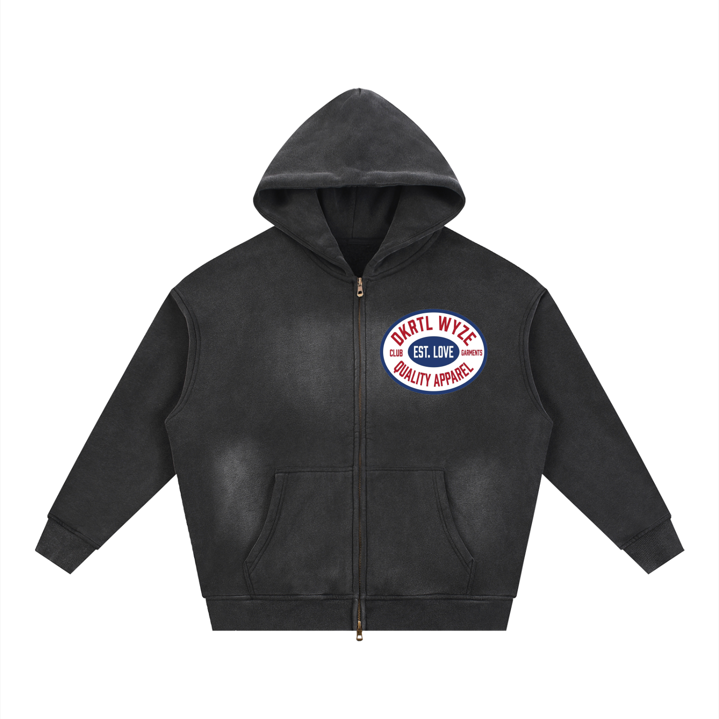Sunfade Two-way Zipper Boxy Fleece Hoodie