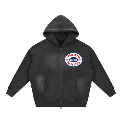 Sunfade Two-way Zipper Boxy Fleece Hoodie