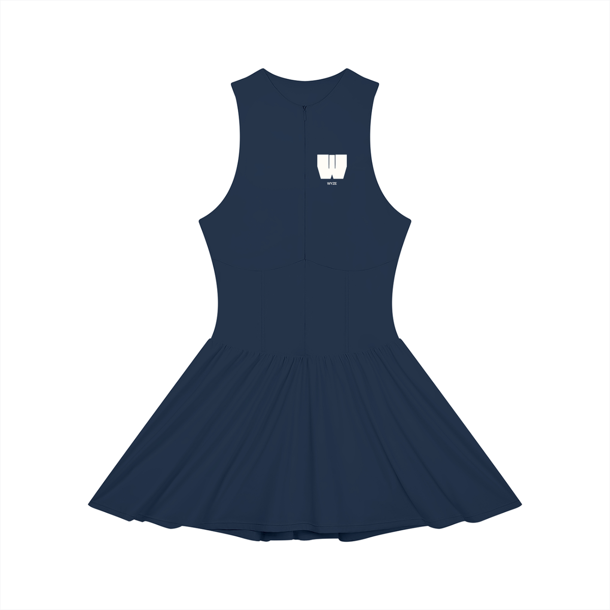 Women’s Ruched Sleeveless Full-Zip Dress in Navy Blue by DKRTL WYZE