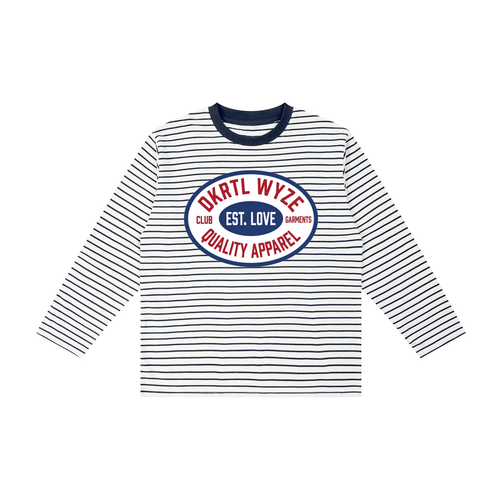 Kid's Striped Long Sleeve T-Shirt in White with Black by DKRTL WYZE