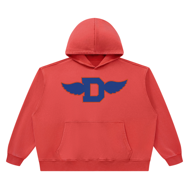 Unisex Heavyweight Vintage Wash Boxy Hoodie in Washed Red by DKRTL WYZE