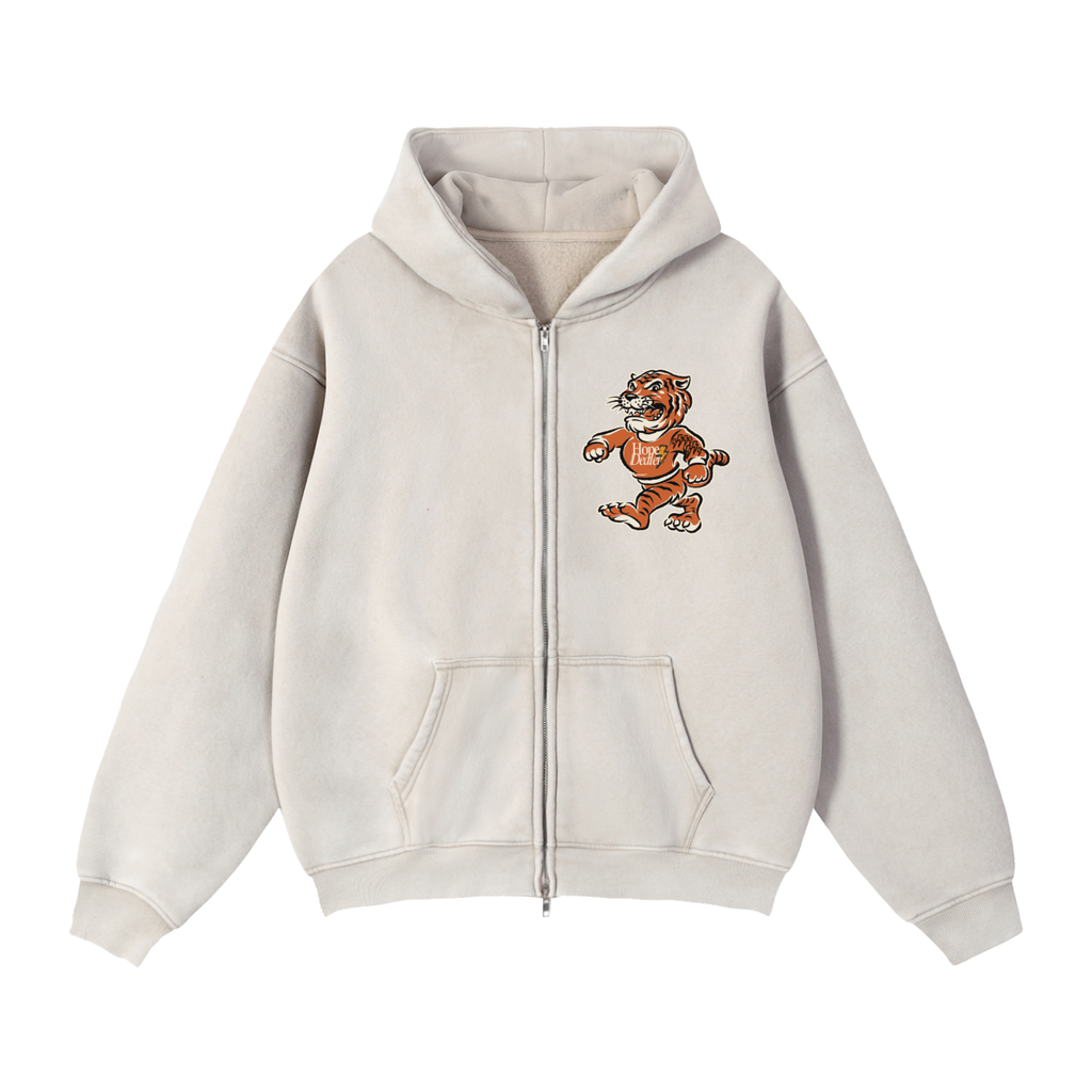 Zip-Through Boxy Fleece Hoodie