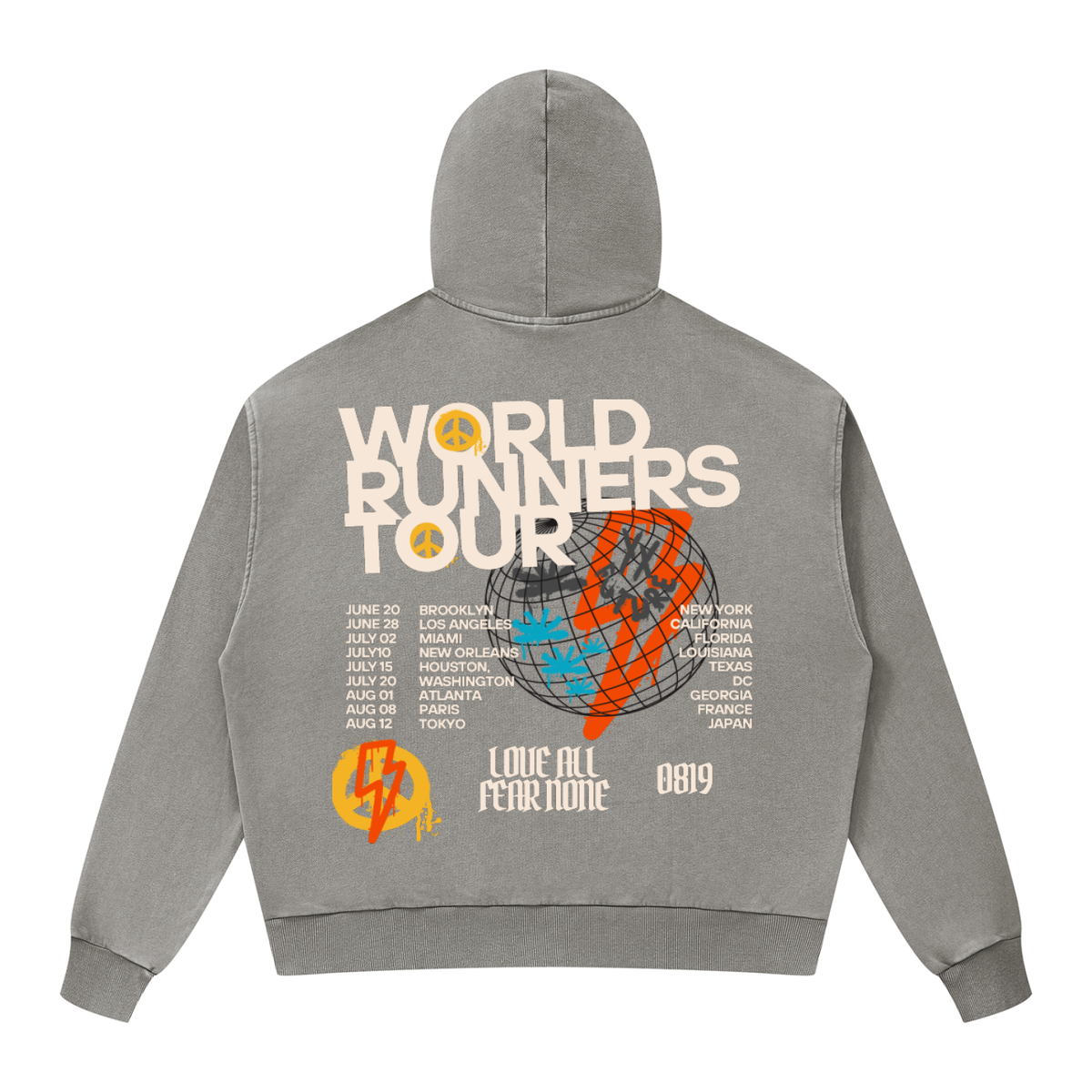 Unisex Mineral Wash Boxy Full Zip Hoodie
