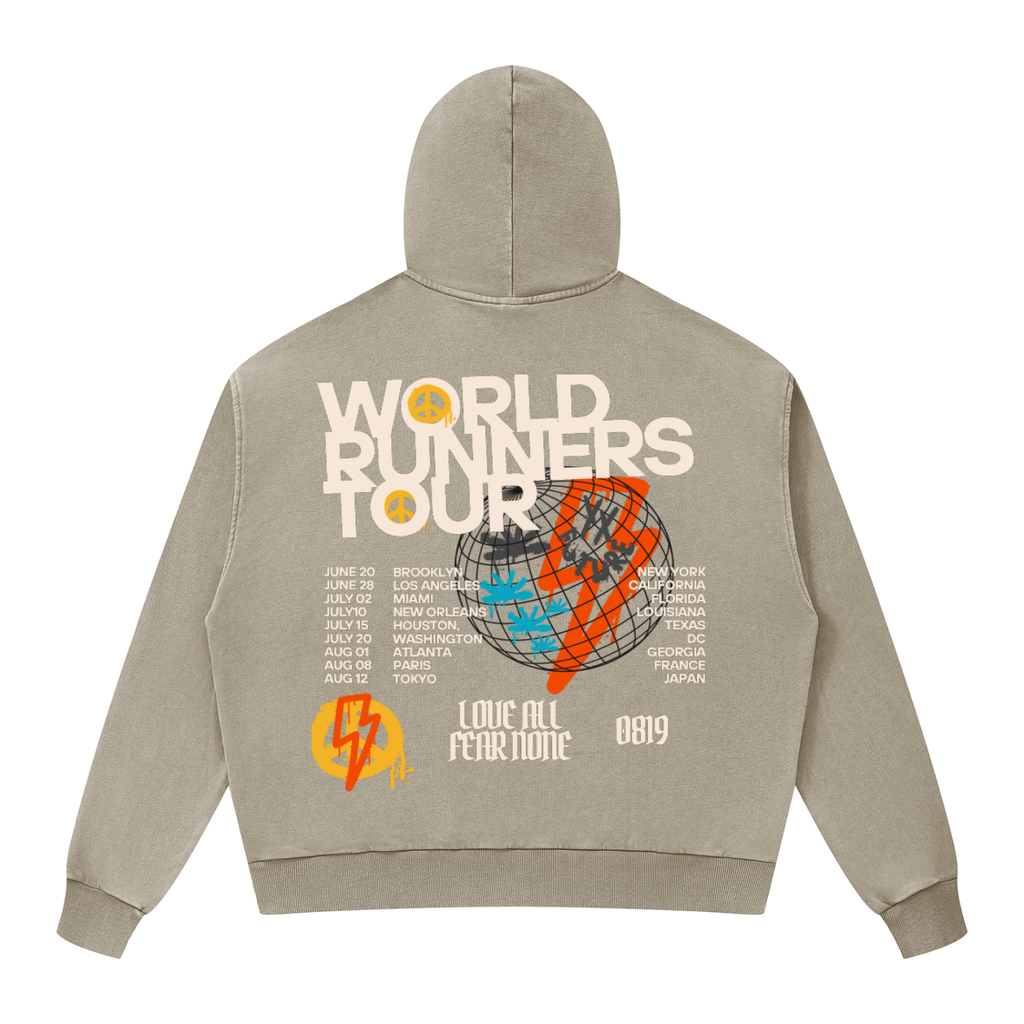 Unisex Mineral Wash Boxy Full Zip Hoodie