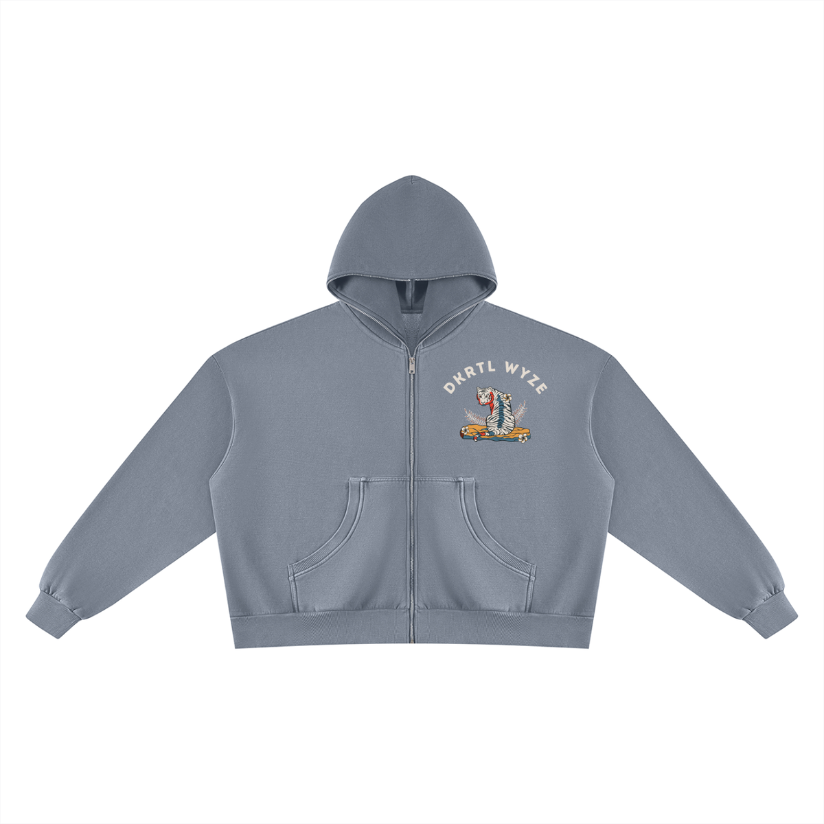 Unisex Vintage Wash Fleece Boxy Hoodie in Washed Blue by DKRTL WYZE