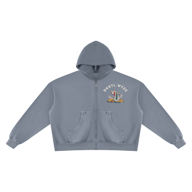 Unisex Vintage Wash Fleece Boxy Hoodie in Washed Blue by DKRTL WYZE