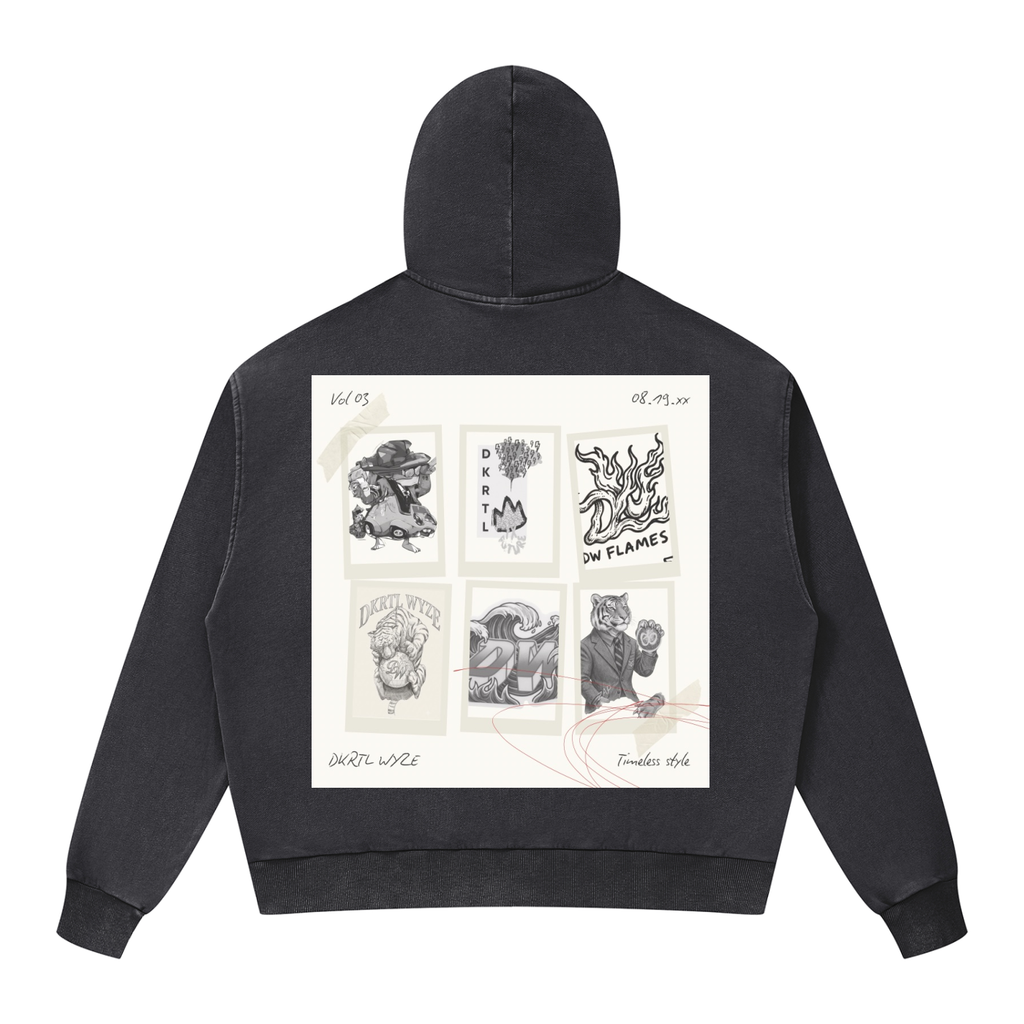 Unisex Mineral Wash Boxy Full Zip Hoodie