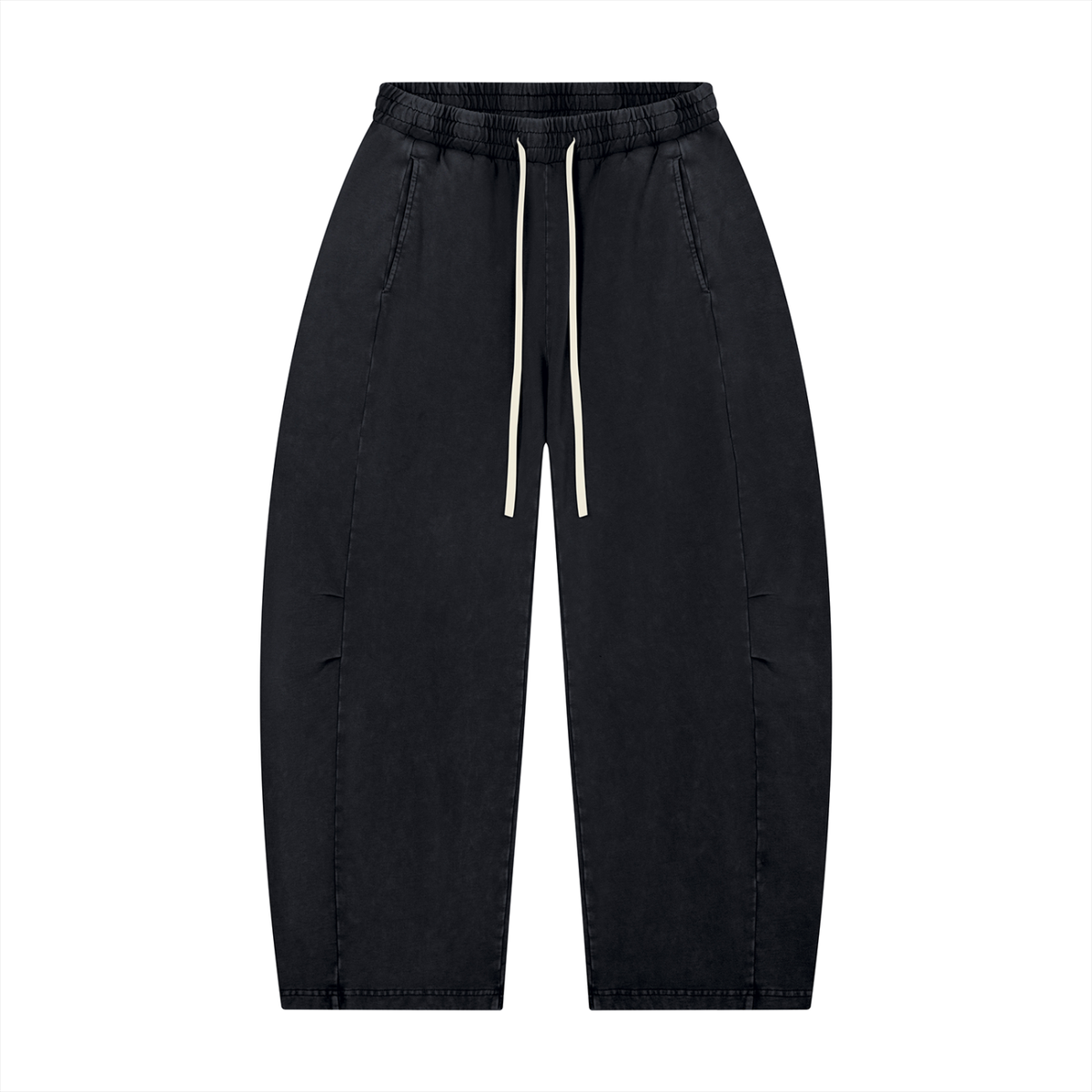 Unisex Mineral Wash Barrel Leg Pants in Black by DKRTL WYZE