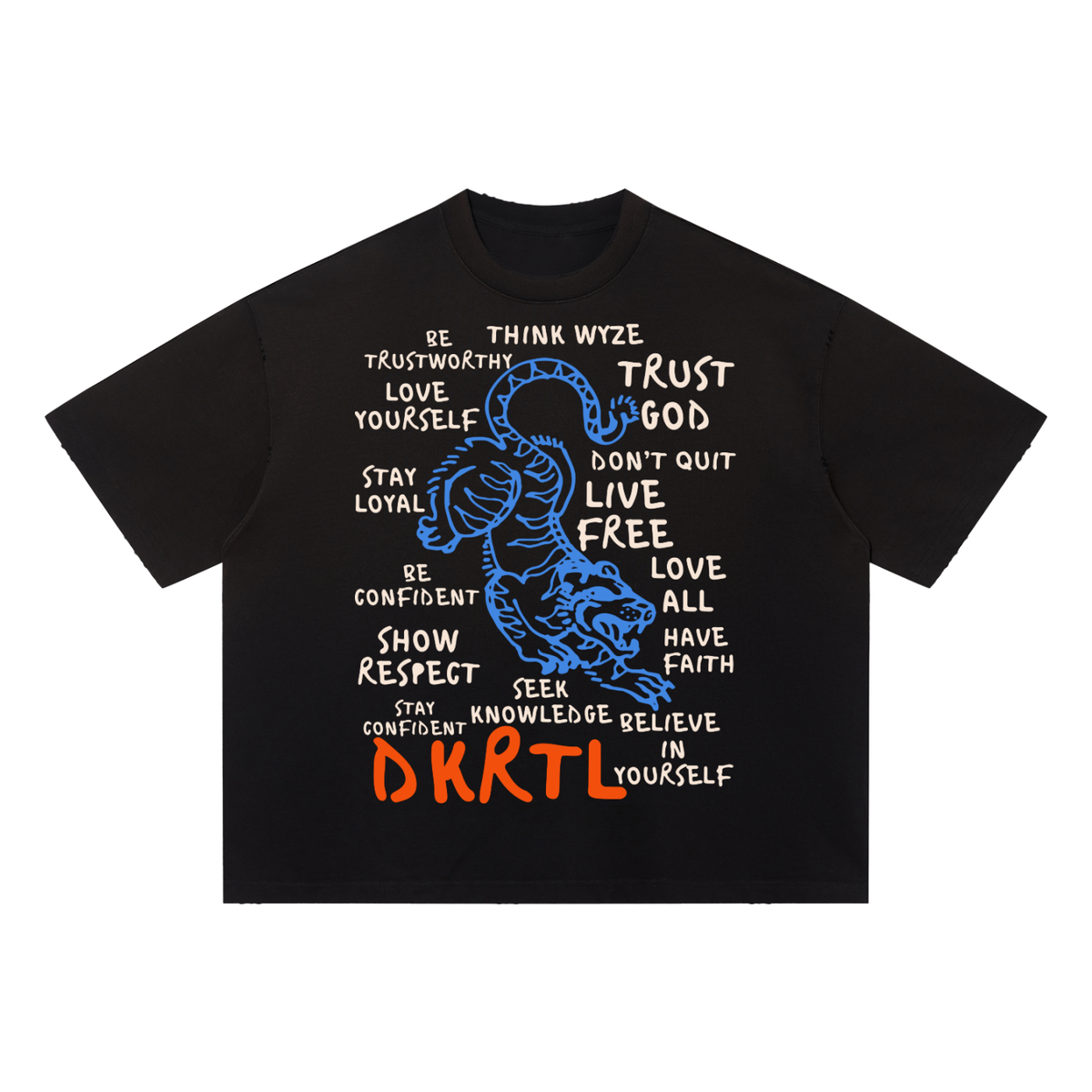 Unisex Sun Fade Distressed Boxy T-Shirt in Black by DKRTL WYZE