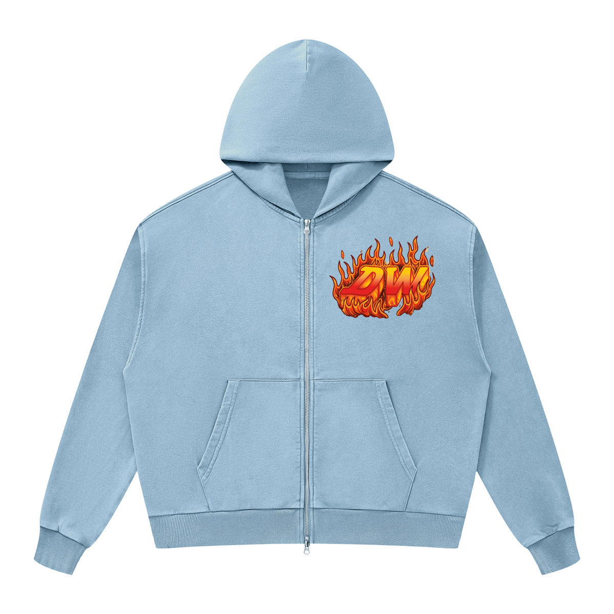 Unisex Mineral Wash Boxy Full Zip Hoodie