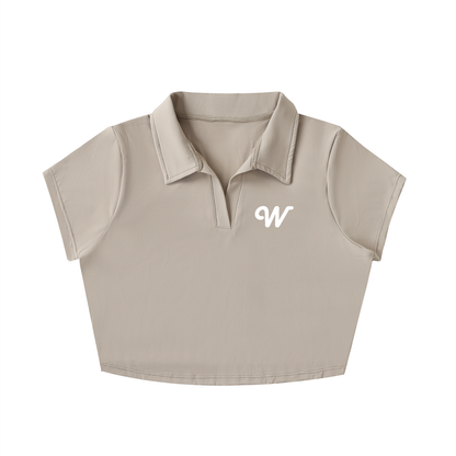 V-Neck Lapel Crop Top