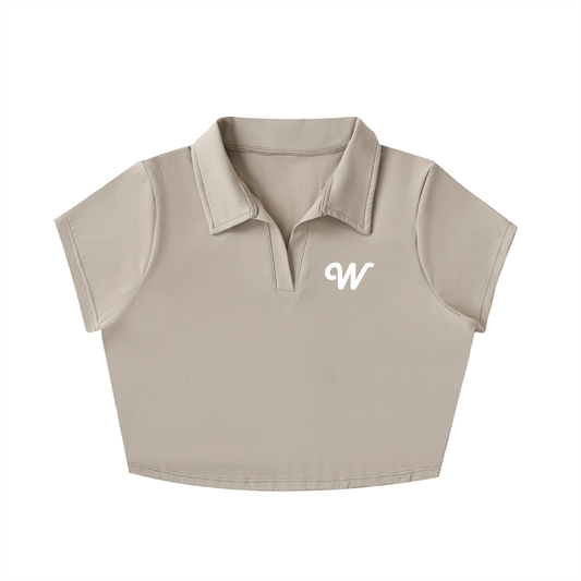 V-Neck Lapel Crop Top