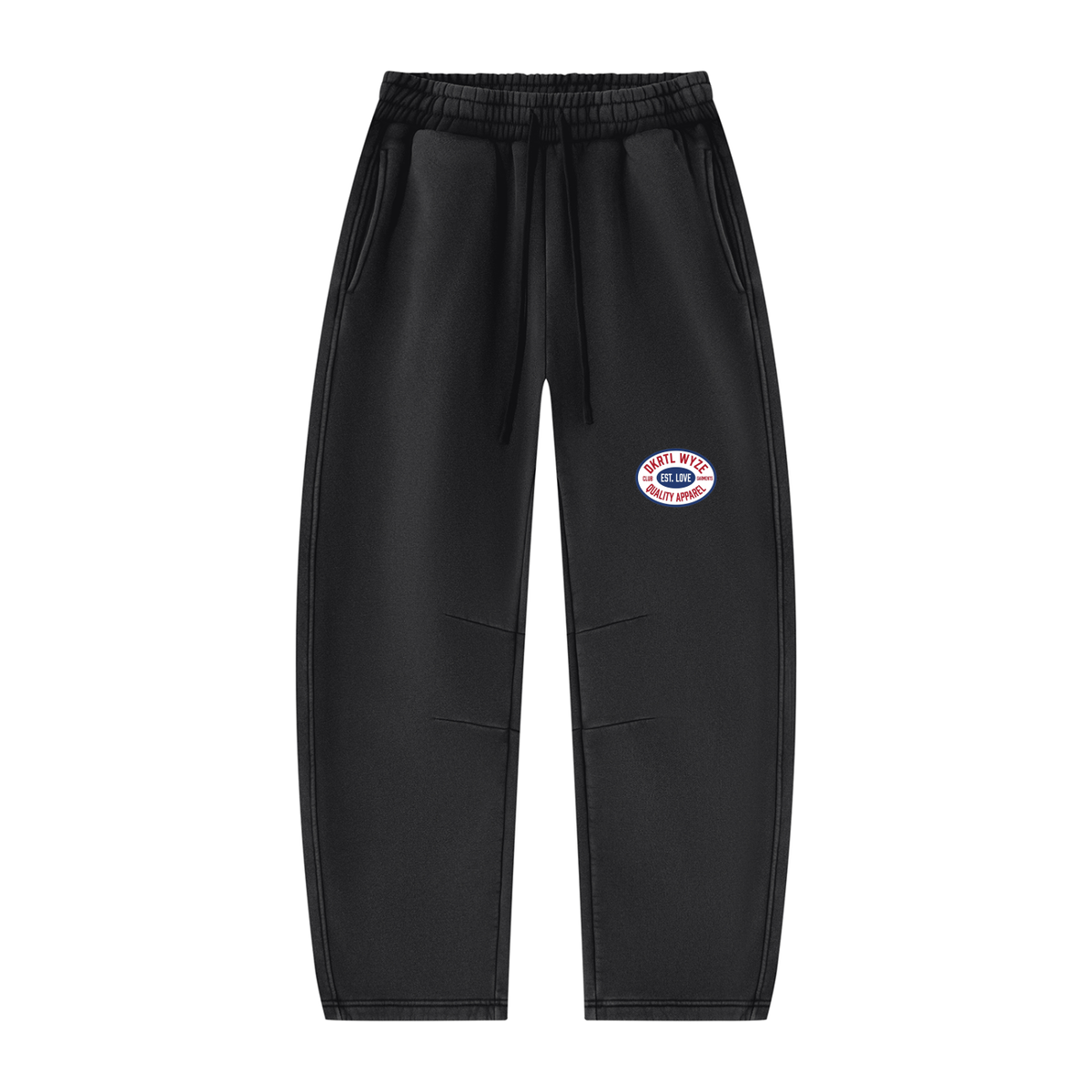 Unisex Vintage Wash Barrel Leg Fleece Sweatpants in Black by DKRTL WYZE