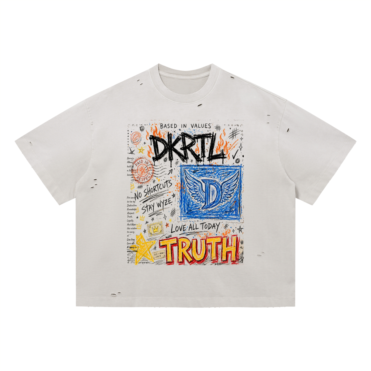 Vintage Washed Distressed Boxy Oversized T-Shirt