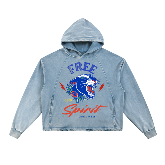 Vintage Washed Frayed-Hem Hoodie