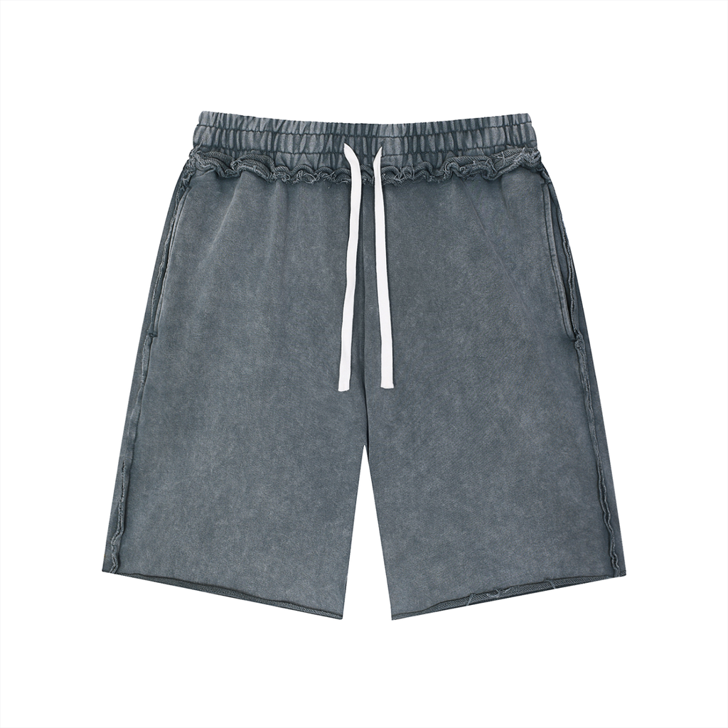Unisex Mineral Wash Raw Edge Shorts