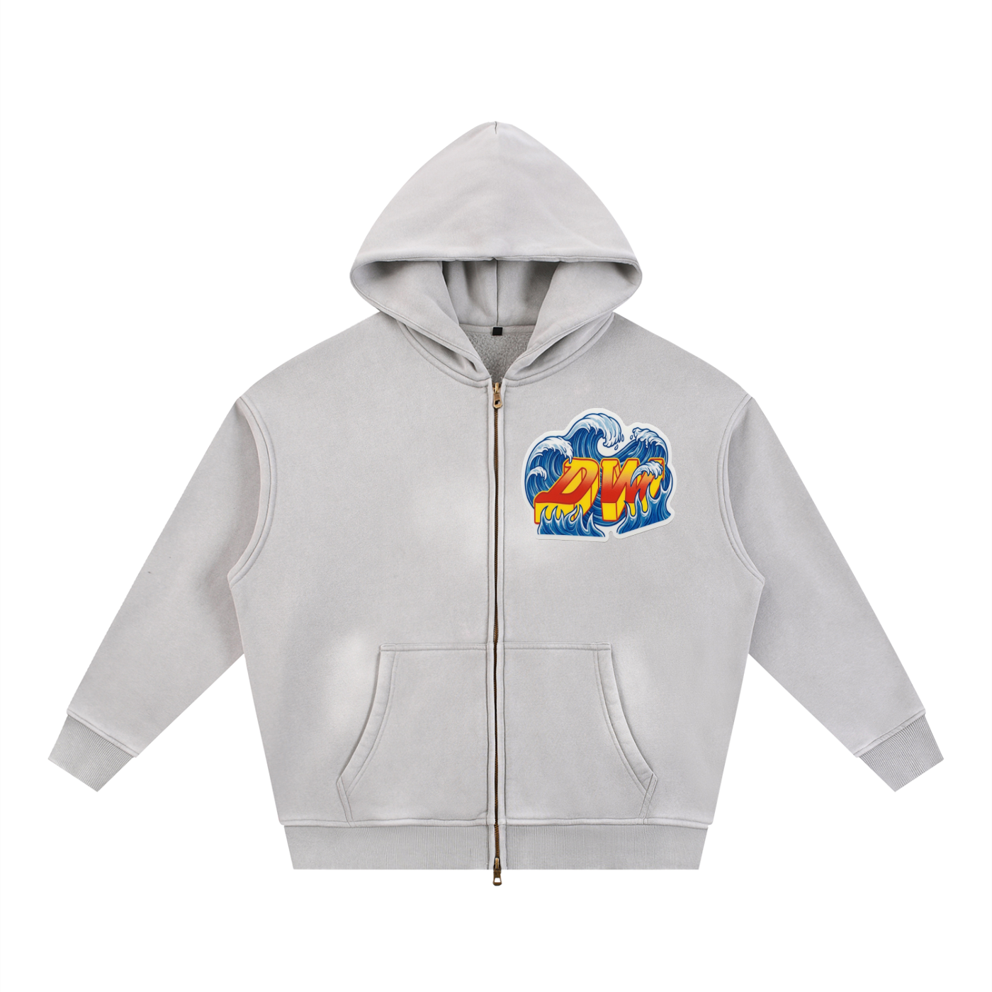 Sunfade Two-way Zipper Boxy Fleece Hoodie