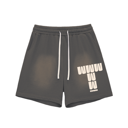 Sun Fade Raw Edge Cotton Shorts