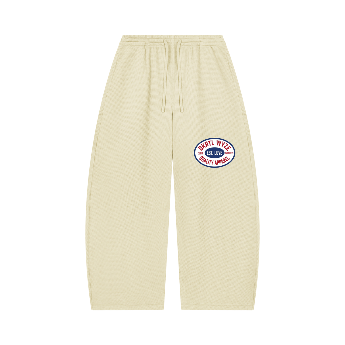 Unisex Waffle Barrel Leg Pants in Apricot by DKRTL WYZE