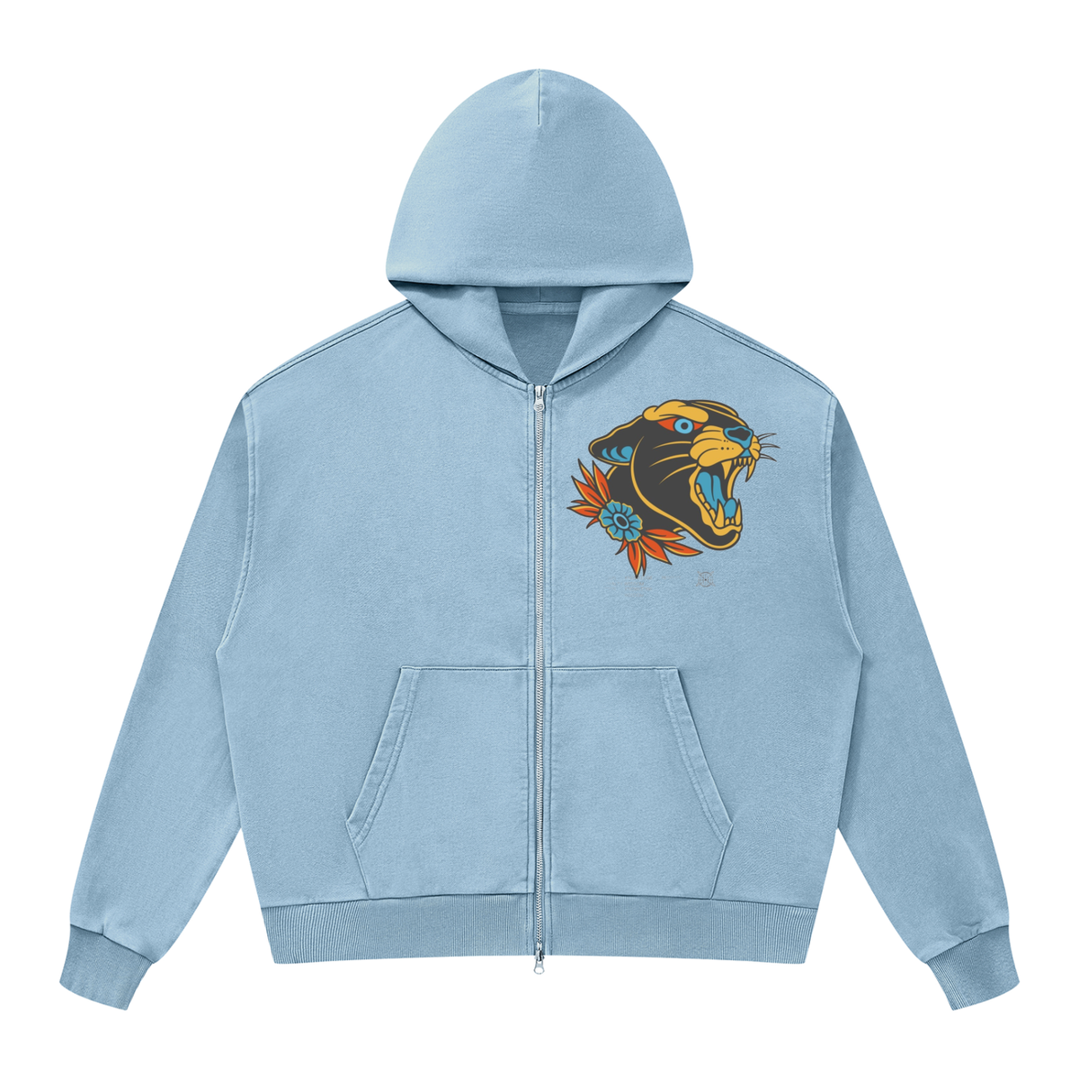 Unisex Mineral Wash Boxy Full Zip Hoodie in Haze Blue by DKRTL WYZE