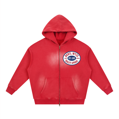 Sunfade Two-way Zipper Boxy Fleece Hoodie