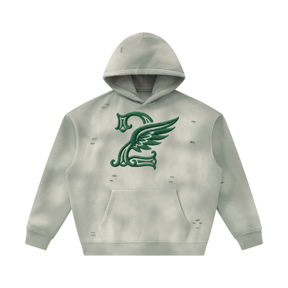 Unisex Sunfade Frayed Fleece Hoodie