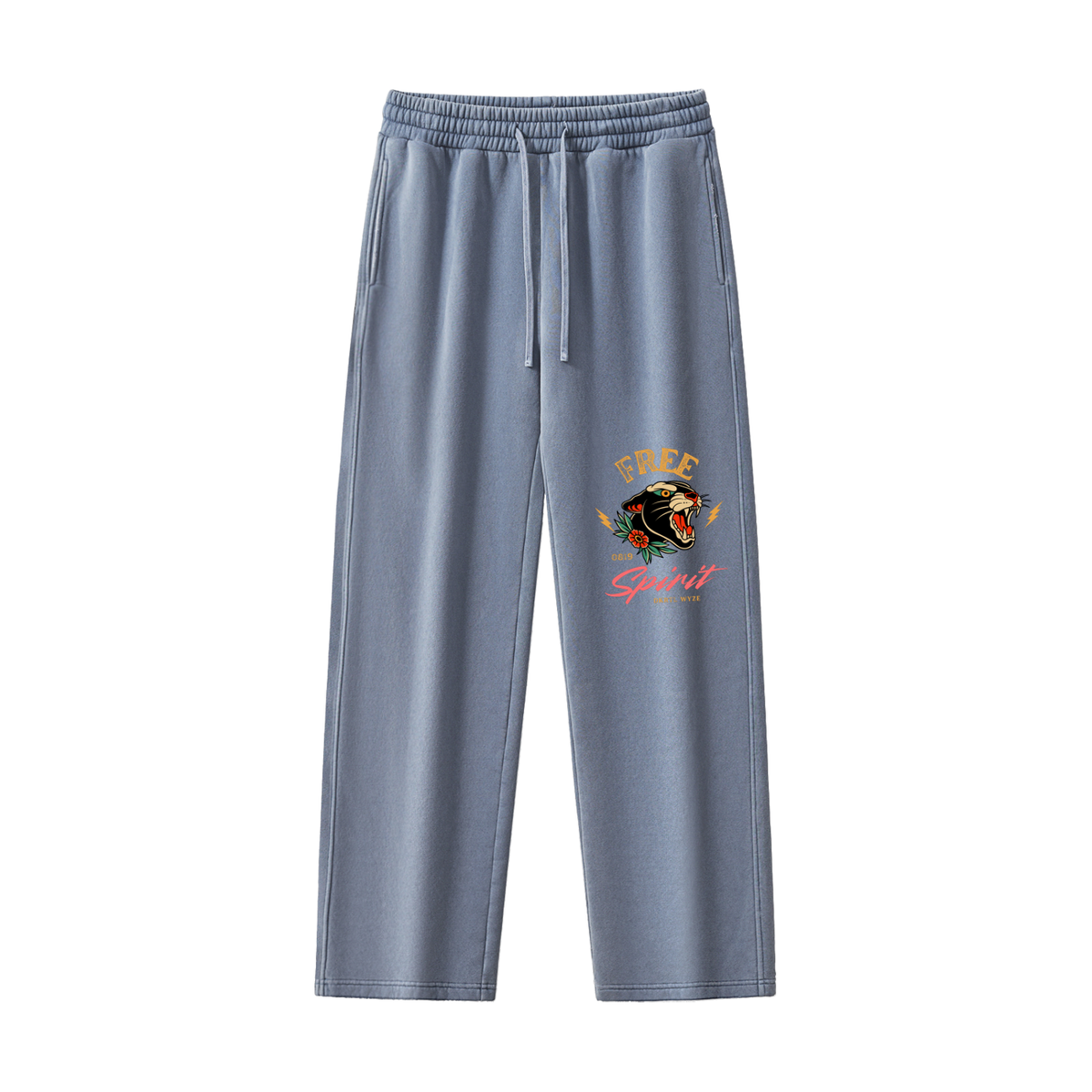 Frayed Enzyme Washed Fleece Sweatpants in Blue by DKRTL WYZE