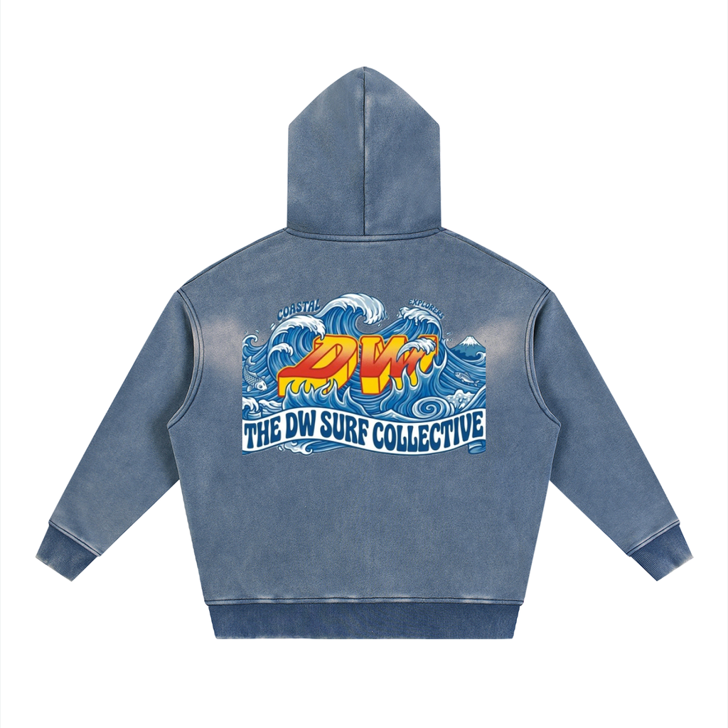 Sunfade Two-way Zipper Boxy Fleece Hoodie