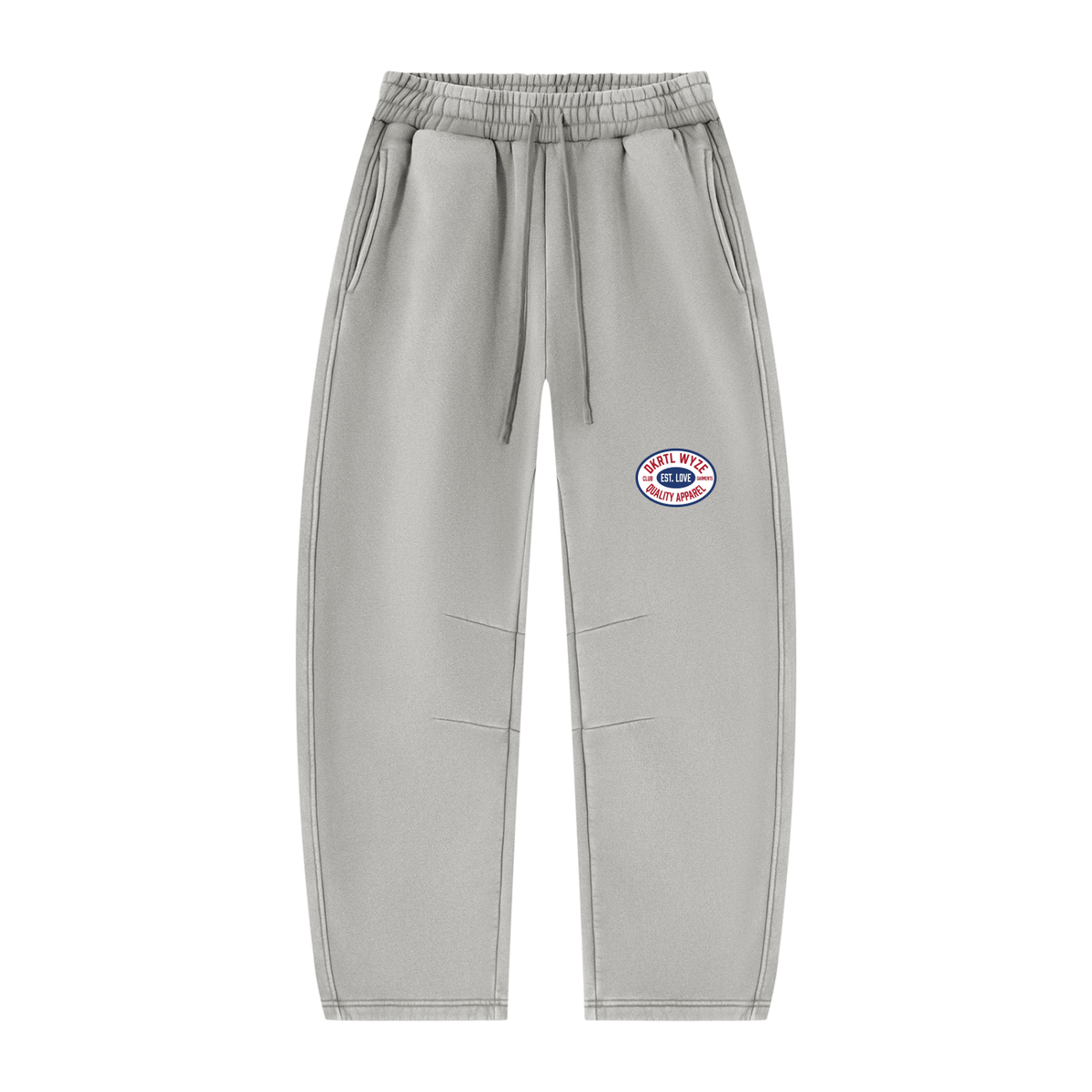 Unisex Vintage Wash Barrel Leg Fleece Sweatpants in Light Gray by DKRTL WYZE