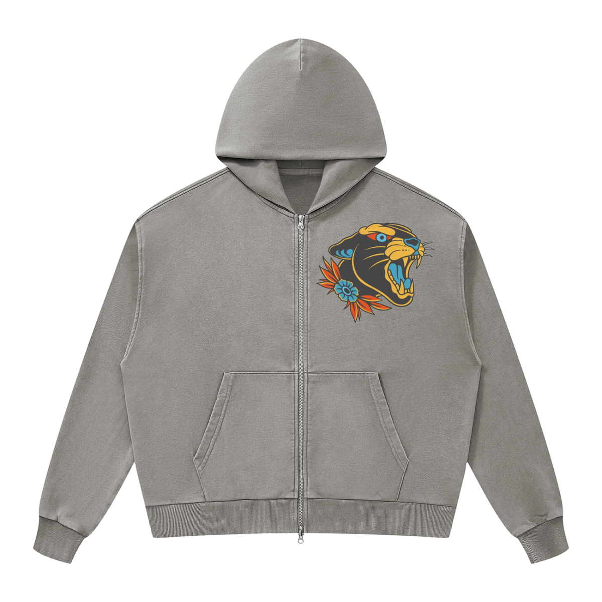 Unisex Mineral Wash Boxy Full Zip Hoodie in Light Gray by DKRTL WYZE