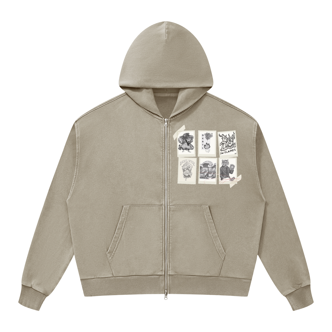 Unisex Mineral Wash Boxy Full Zip Hoodie