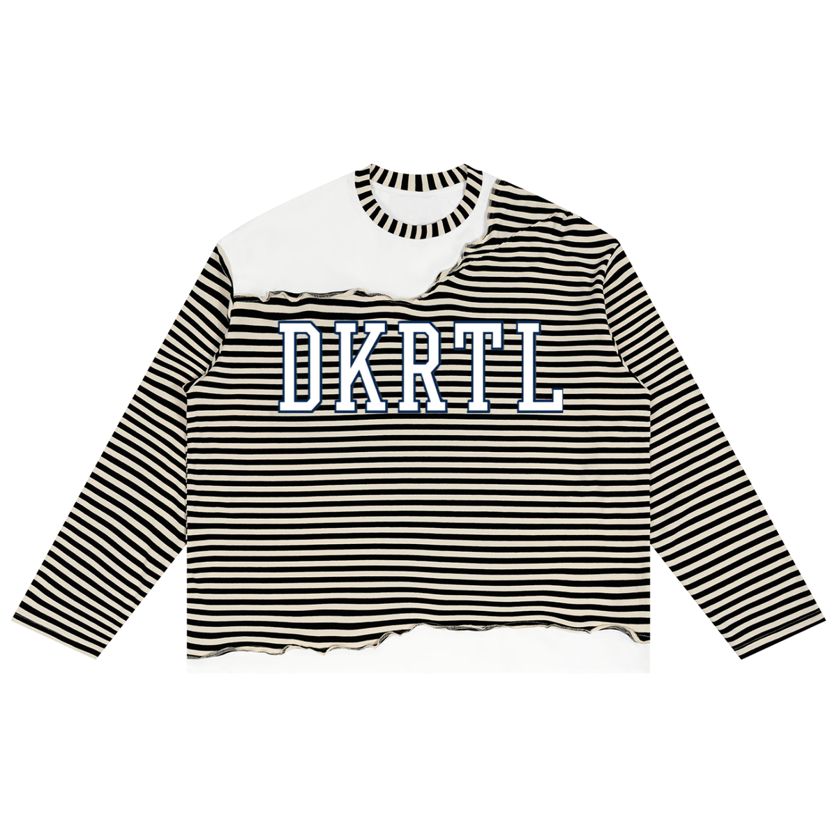 Unisex Striped Panel Boxy Long Sleeve T-Shirt