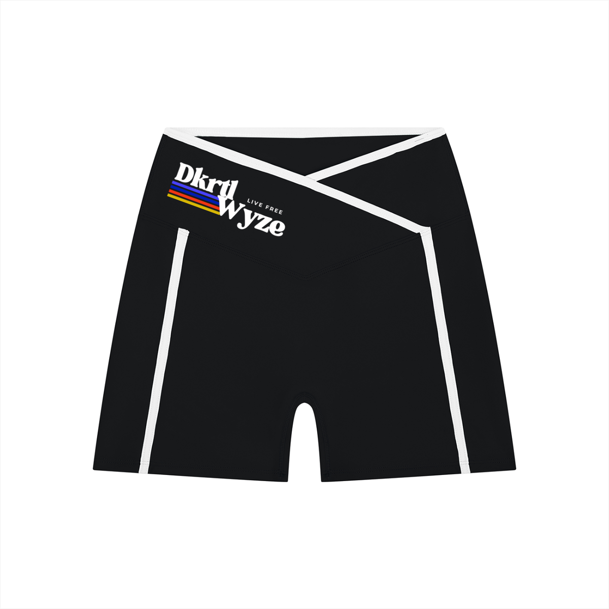 Women’s High Rise Color Block Yoga Shorts in Black by DKRTL WYZE