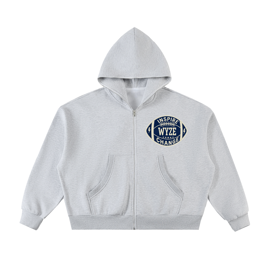 Fleeced Full-Zip Boxy Hoodie