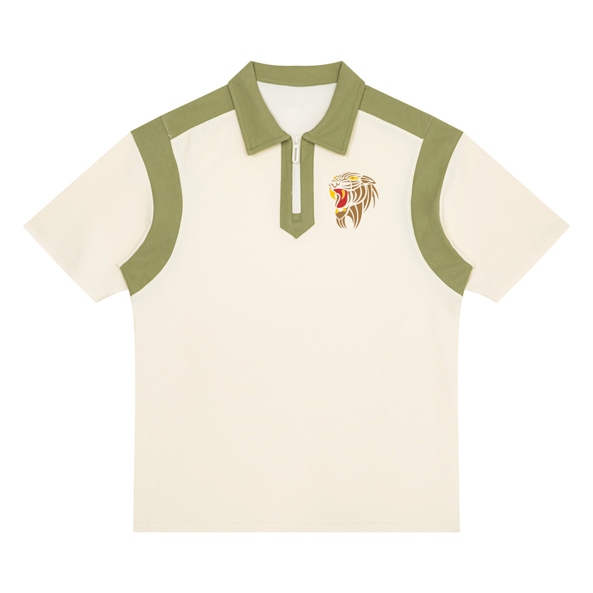 Unisex Color Block Quarter Zip Polo Shirt