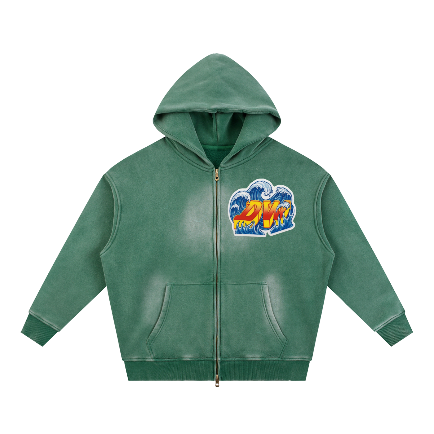 Sunfade Two-way Zipper Boxy Fleece Hoodie
