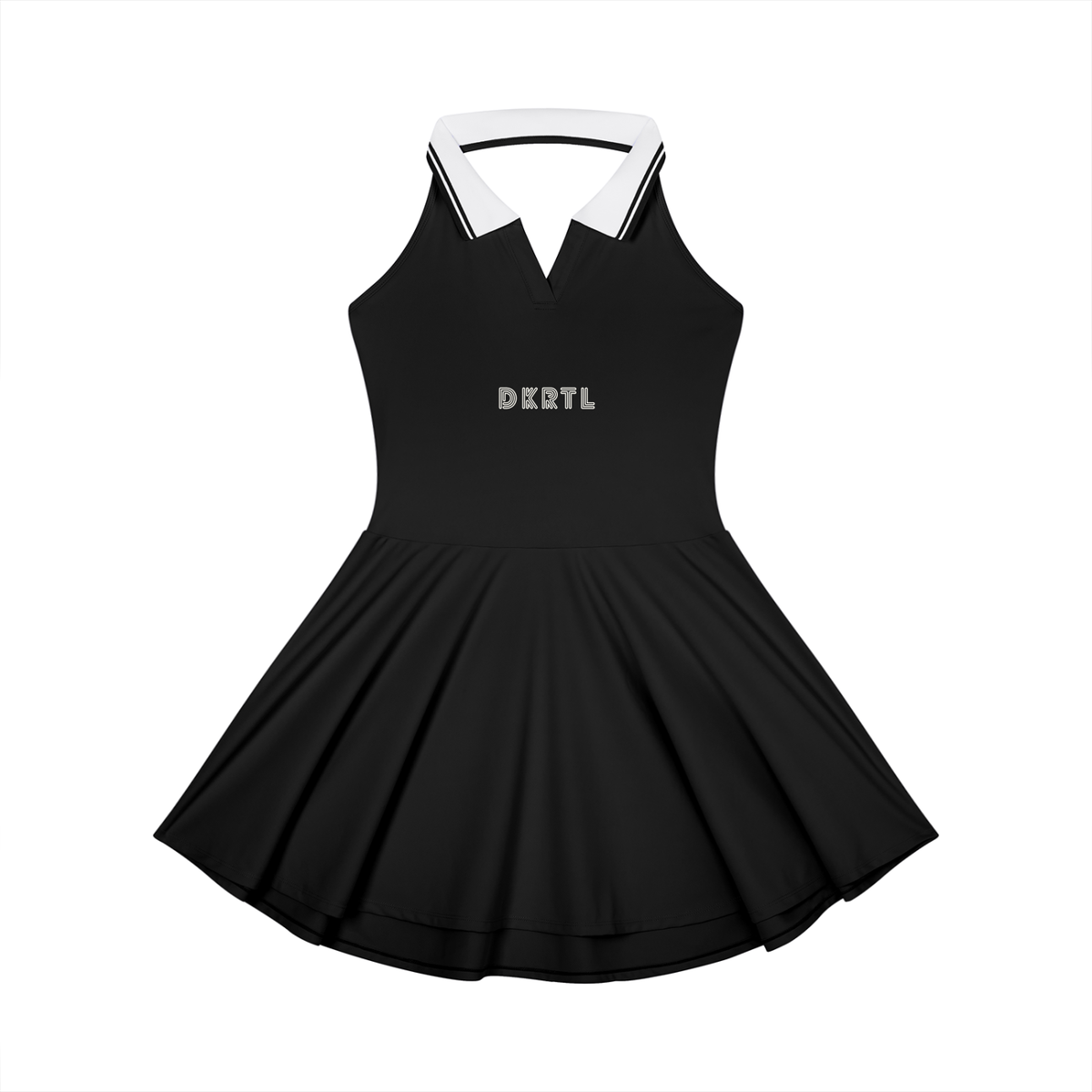 Women's Collared Halter A-Line Tennis Dress in Black by DKRTL WYZE