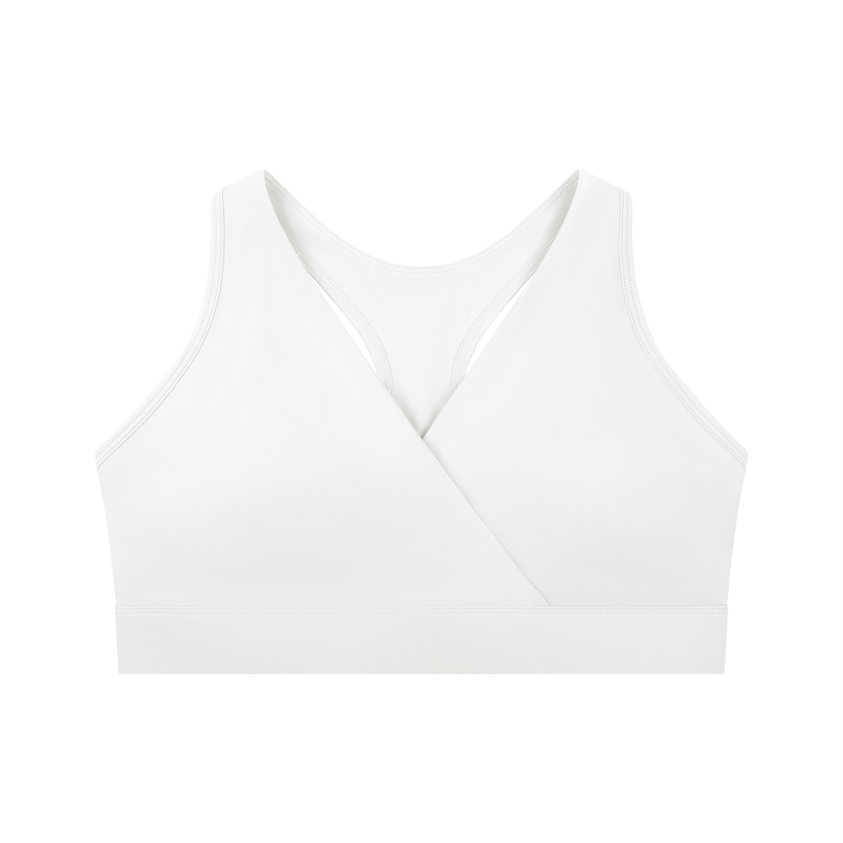 Women's Crossover V-Neck Sports Bra in White by DKRTL WYZE