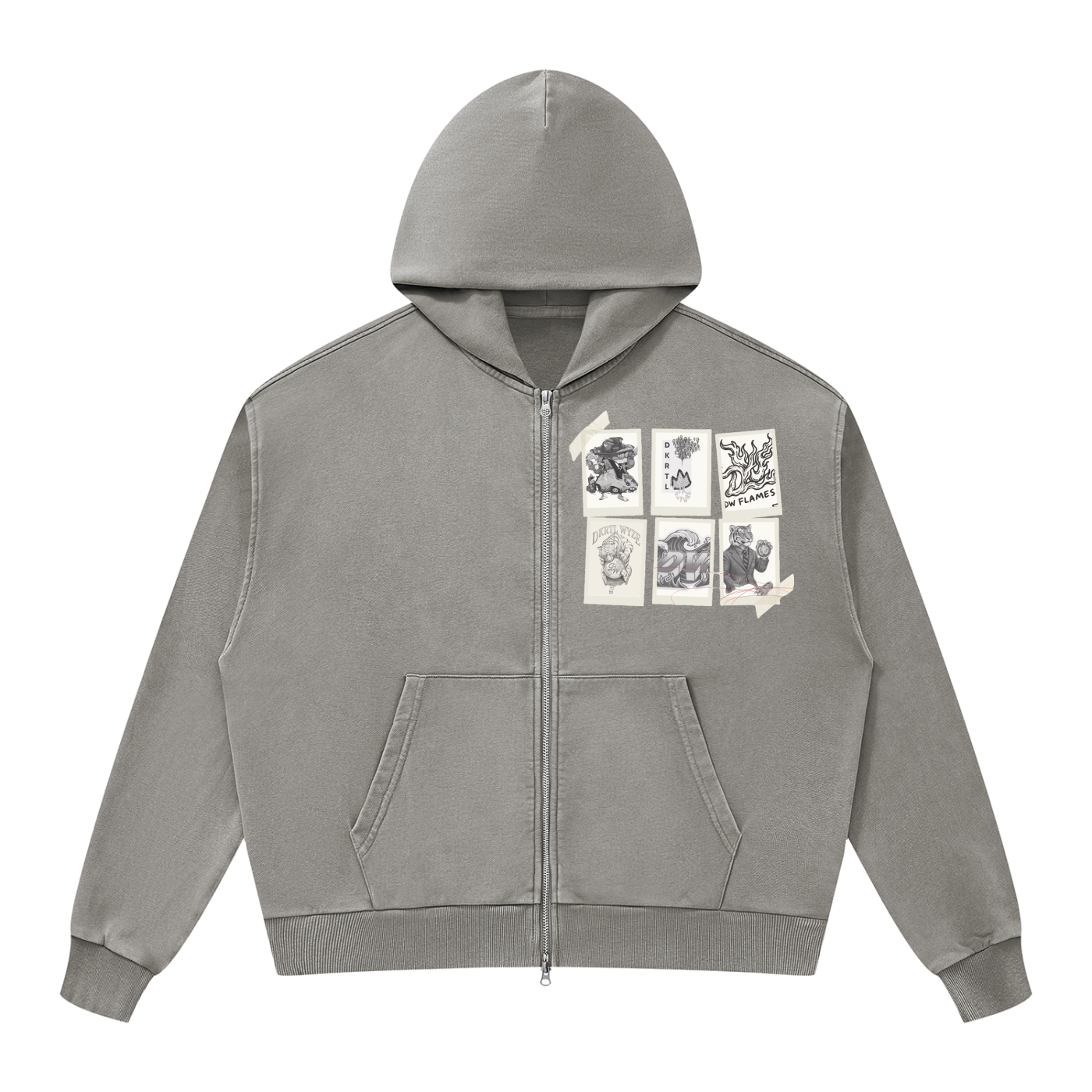 Unisex Mineral Wash Boxy Full Zip Hoodie
