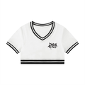Women's Color Block V-Neck Crop T-Shirt