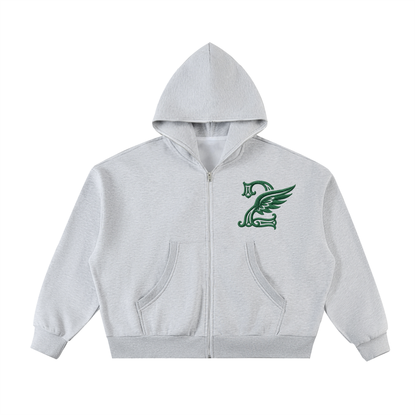 Fleeced Full-Zip Boxy Hoodie