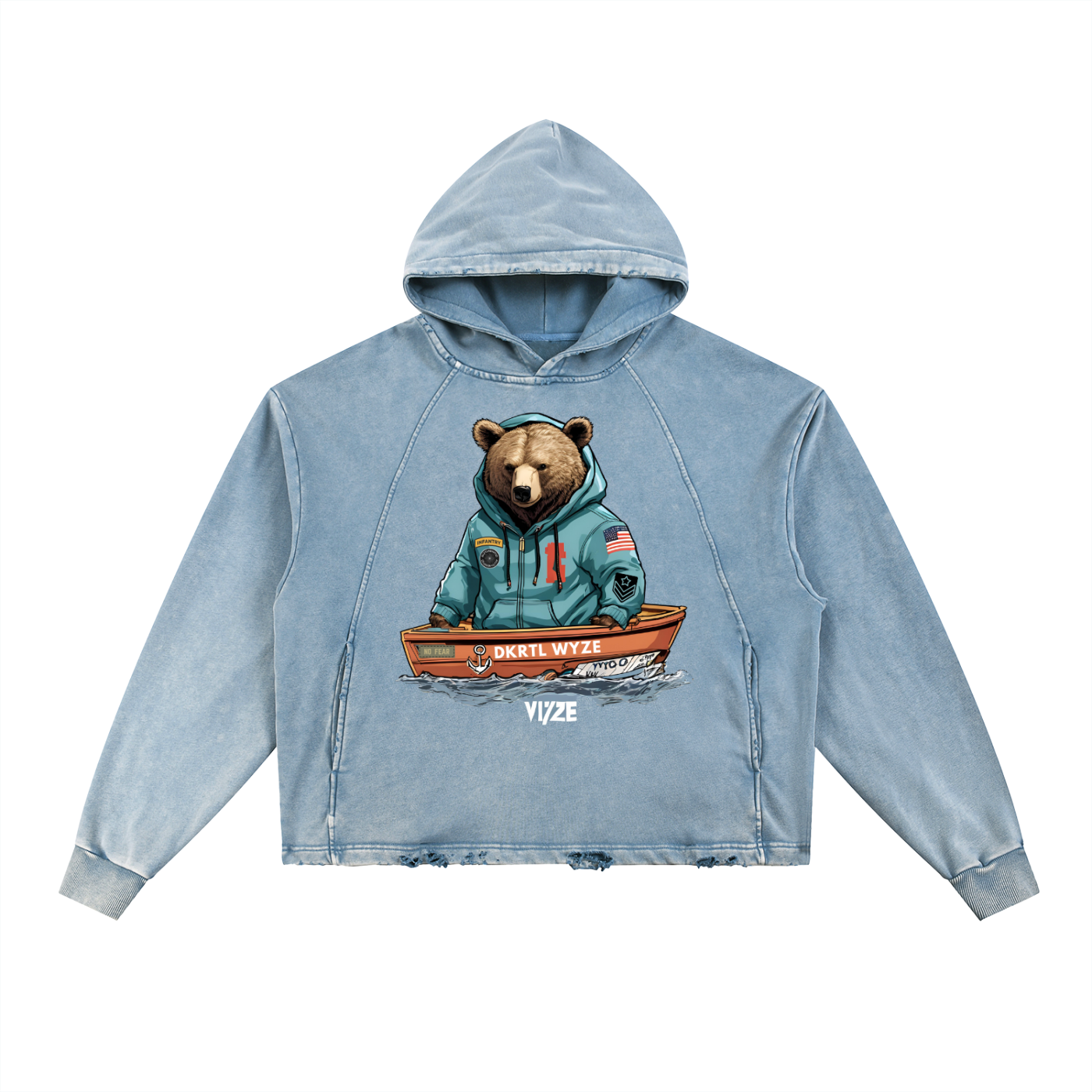 Vintage Washed Frayed-Hem Hoodie