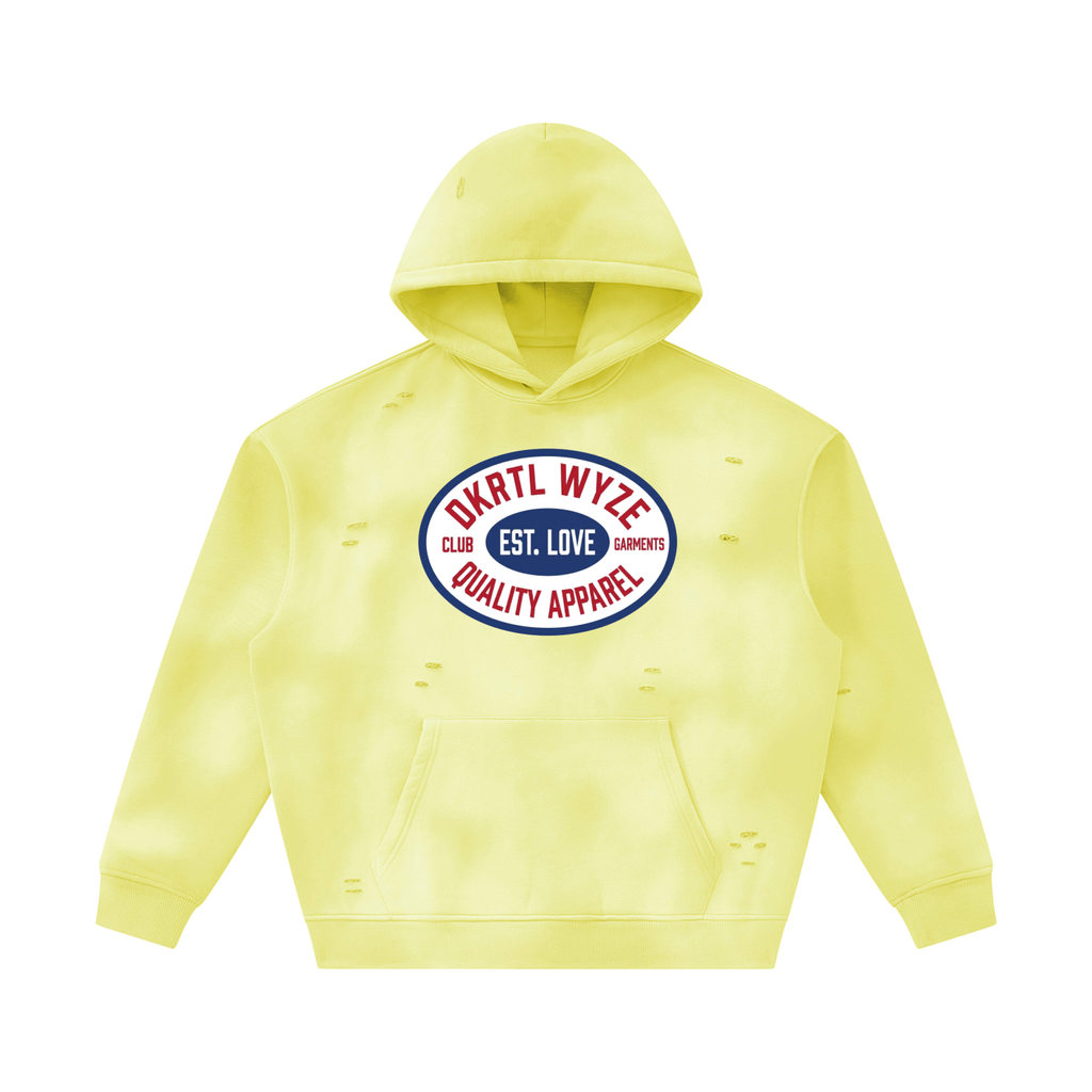 Unisex Sunfade Frayed Fleece Hoodie