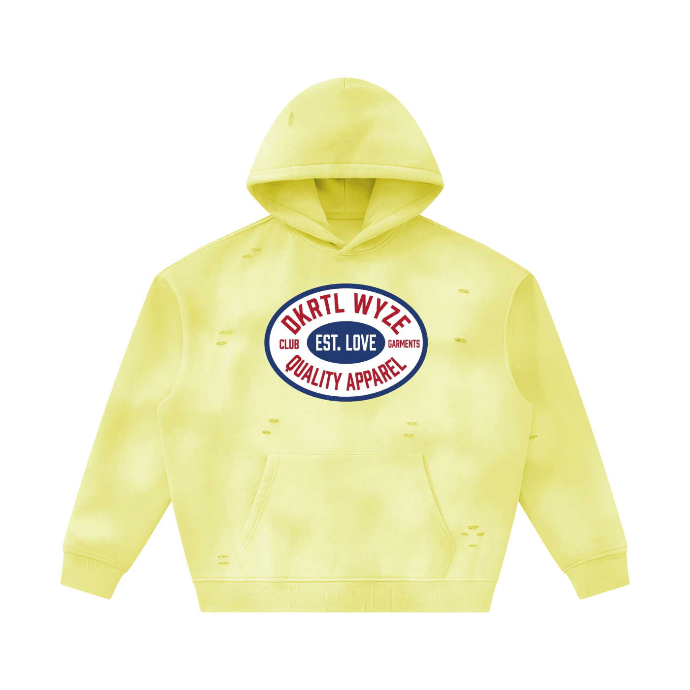Unisex Sunfade Frayed Fleece Hoodie